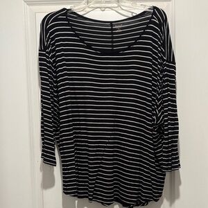 a.n.a Classic Black and White Striped Long Sleeve Top